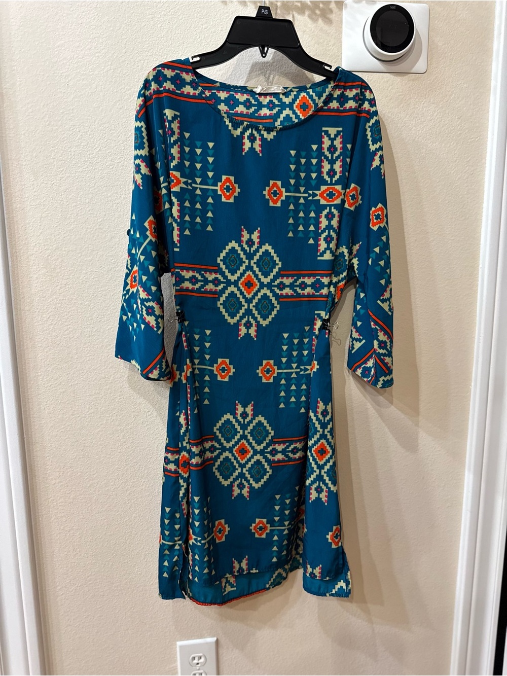 Freeway Teal Aztec Boho Knit Dress in size Large